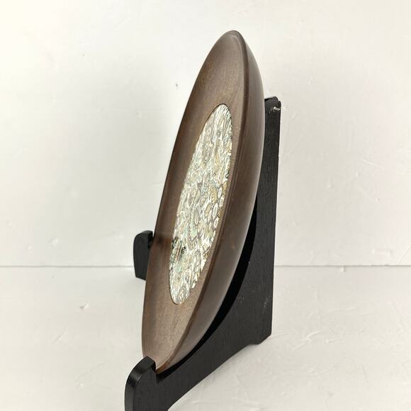 Woodbury's Woodware Hand Turned Wood With Paisley Tile Shelburne Vermont 10in - Picture 3 of 7